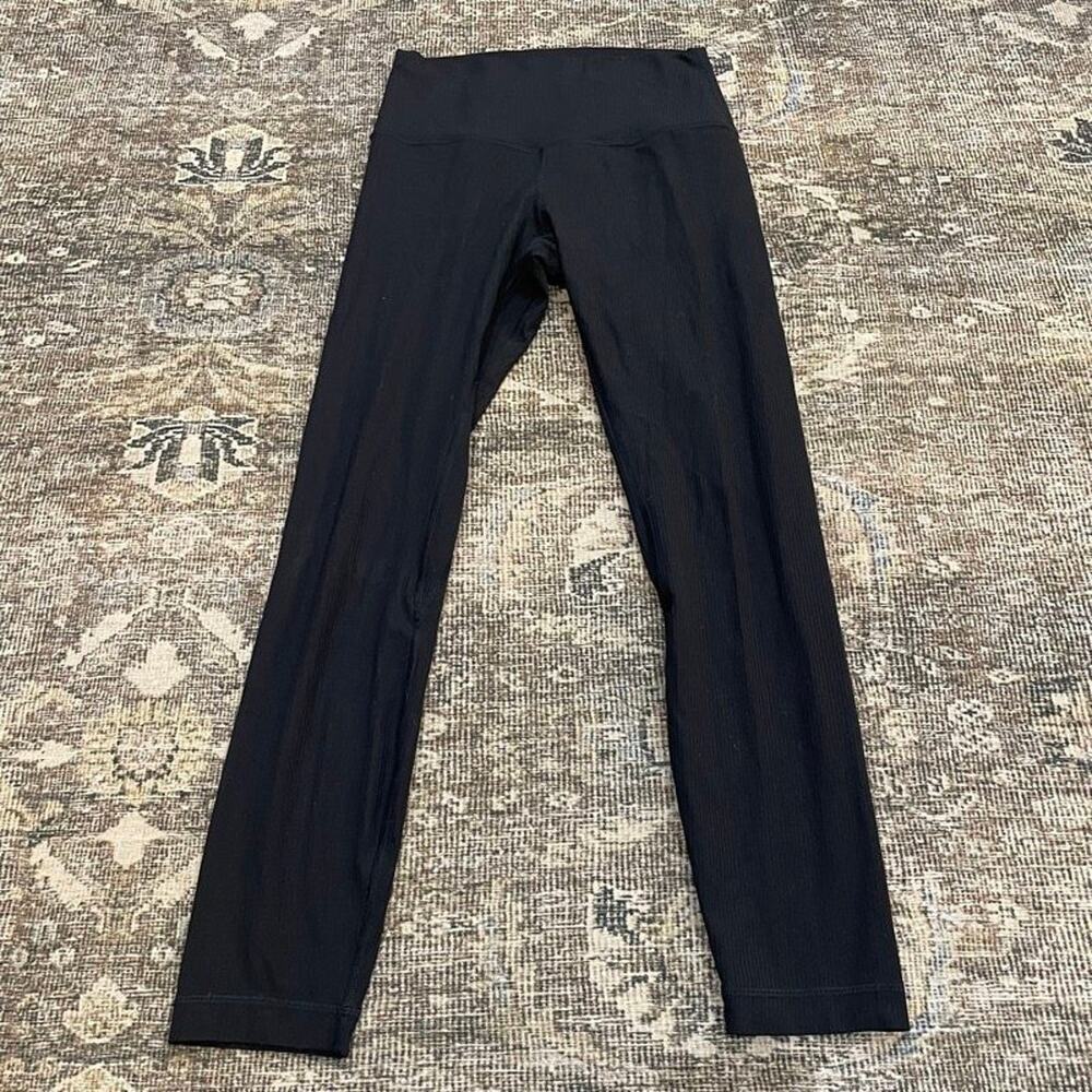 Lululemon Womens 6 Black Ribbed Align High Rise Leggings Athletic Yoga Pants